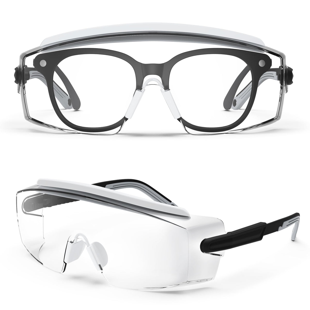 Anti fog Safety Glasses Over Glasses (White&black)