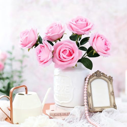 50Pcs Pink Roses Artificial Flowers with Stems (Pink / 50Pcs)
