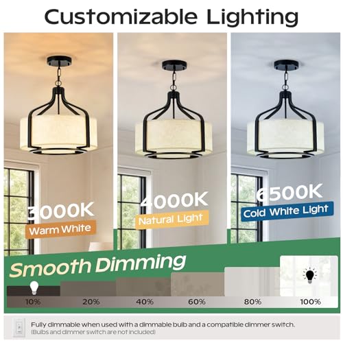 Linen Drum Chandelier