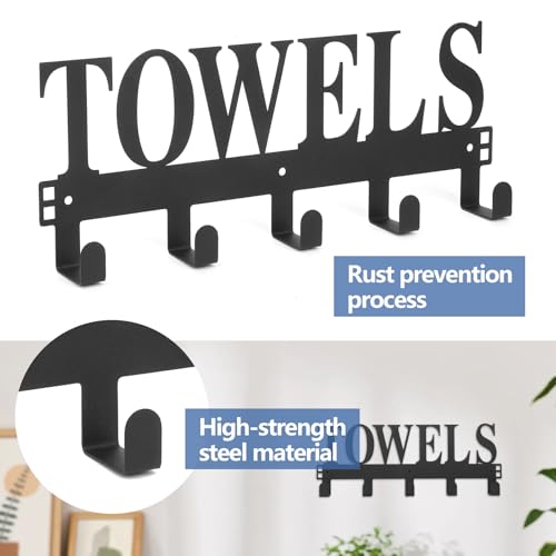 Door Mounted Towel Rack with Hooks for Bathroom
