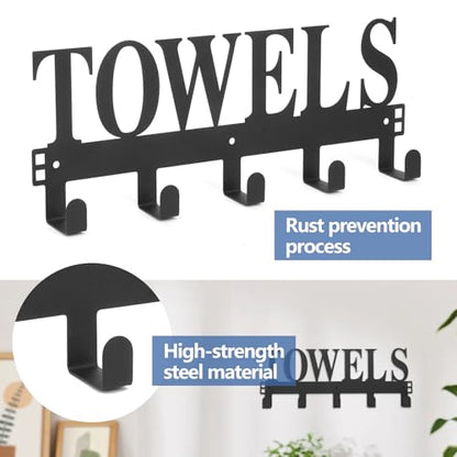 Door Mounted Towel Rack with Hooks for Bathroom
