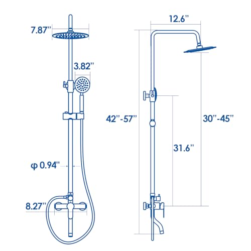 Outdoor Shower System with Hot and Cold Valve
