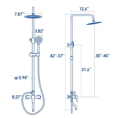 Outdoor Shower System with Hot and Cold Valve