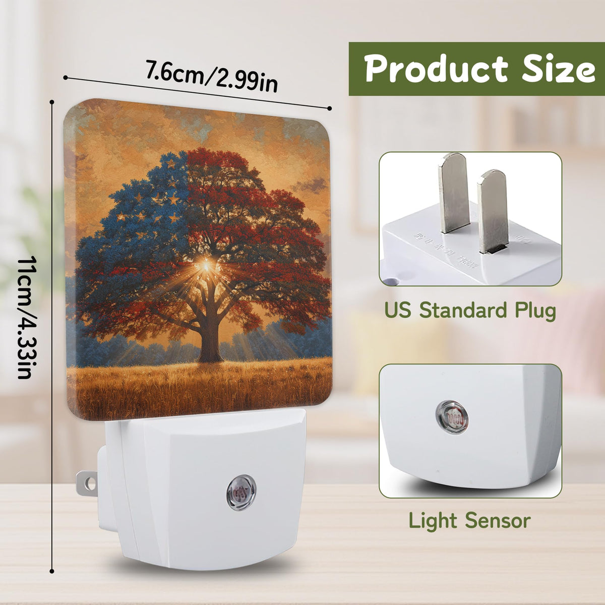 Night Light American Life Tree Night Lights Plug into Wall for Bedroom Bathroom Hallway Kitchen (American Life Tree)