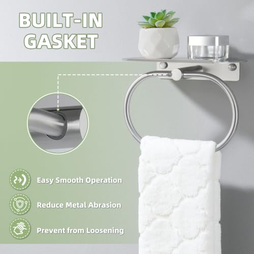 Bathroom Hand Towel Holder with Shelf Brushed Nickel