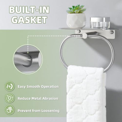 Bathroom Hand Towel Holder with Shelf Brushed Nickel