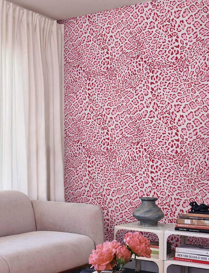 Cheetah Print Decor Peel and Stick Wallpaper (Pink / 17.3" x 118")