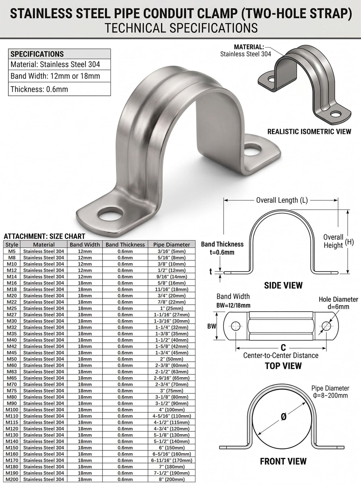 304 Stainless Steel Two (2 Inch)