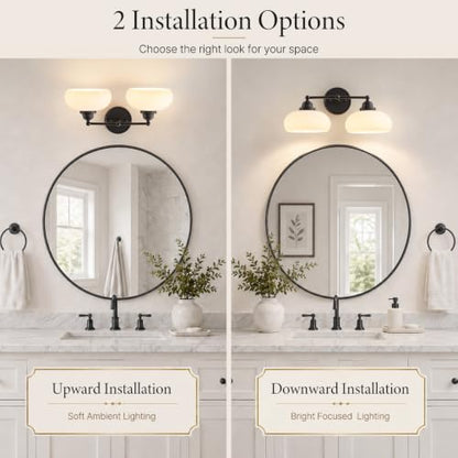 2 Light Milk White Glass Wall Sconce