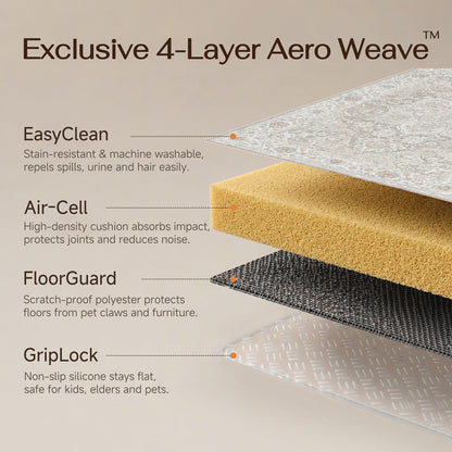 Grey Beige 4x6 Washable Area Rugs Vintage Indoor Carpet (E| Grey Beige / 4' x 6' (Rectangular))