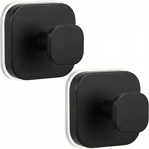 Suction Cup Hooks for Shower (Matte Black / 2 Pack)