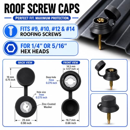 Metal Roof Screw Caps (black grey)