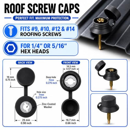 Metal Roof Screw Caps (black grey)