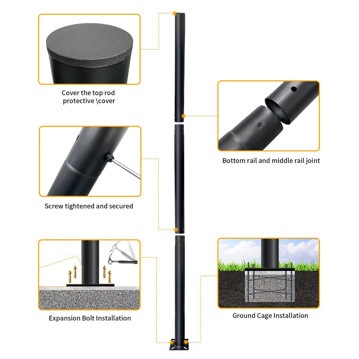 4 Pack 9.35ft Outdoor Street Light Pole (9.35 ft-4 Pack)