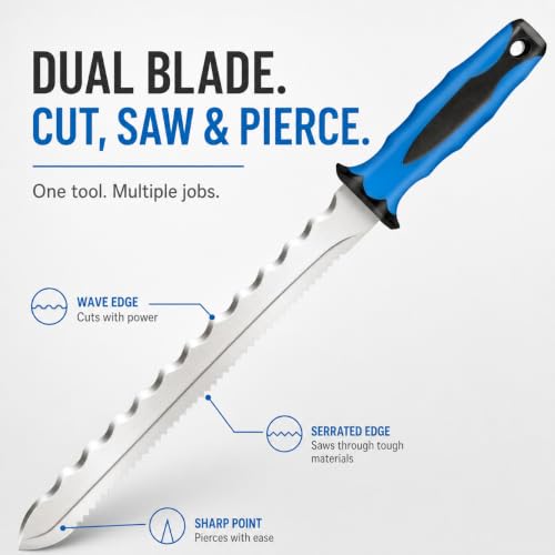 Double Side Serrated Insulation Knife (Blue / 11 IN)
