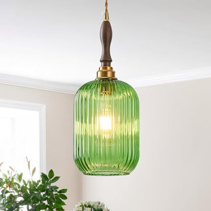 Modern Glass Pendant Light Ribbed 1