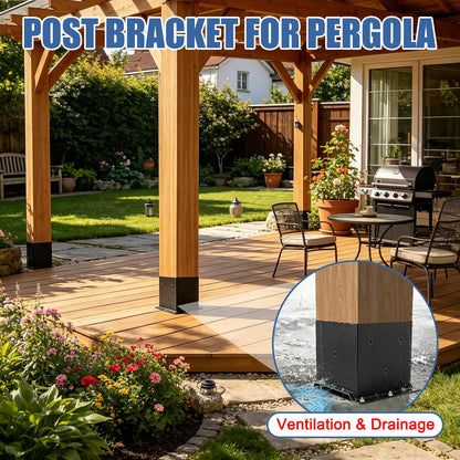 2 Pcs 6"x 6" Post Base Fit (Black / 6"x 6")