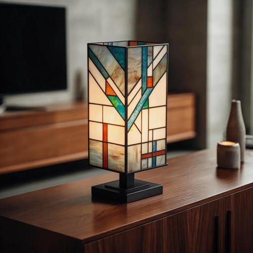 Stained Glass Lamp Handmade Mission Style 5.9" Wx15 H ETL Listed