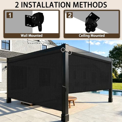Outdoor Roller Shades for Patio (Black / 48"W x 72"H)
