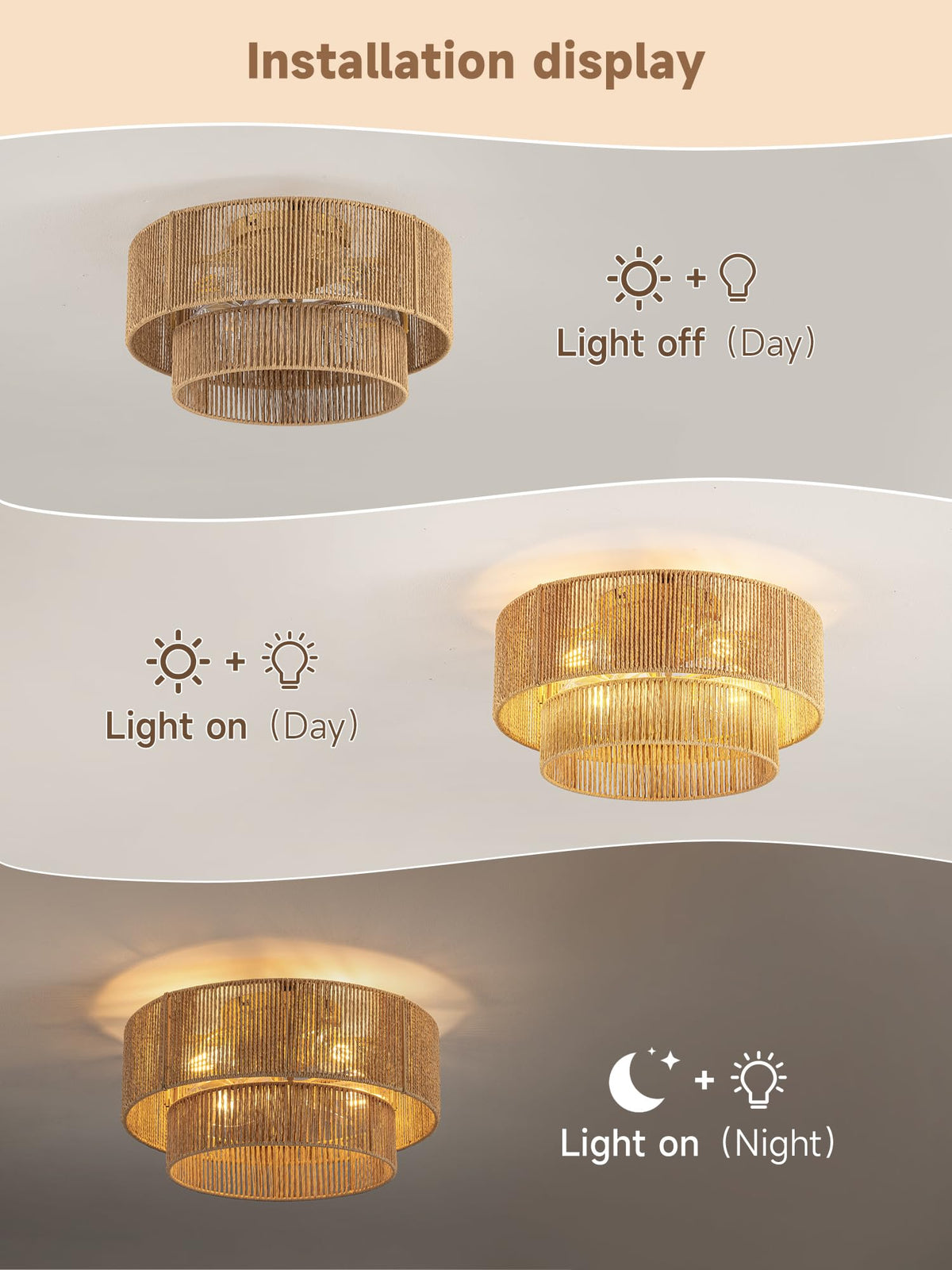 Boho Caged Ceiling Fan with Light Flush Mount (Gold)