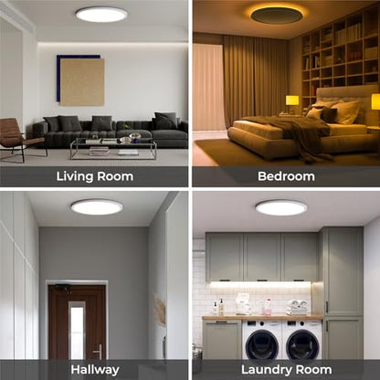 12in LED Flush Mount Ceiling Light Fixture with Remote Control