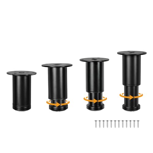 Black Adjustable Height Couch Furniture Legs 4 Pack