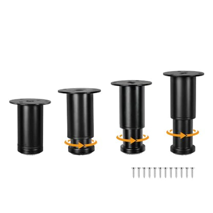 Black Adjustable Height Couch Furniture Legs 4 Pack