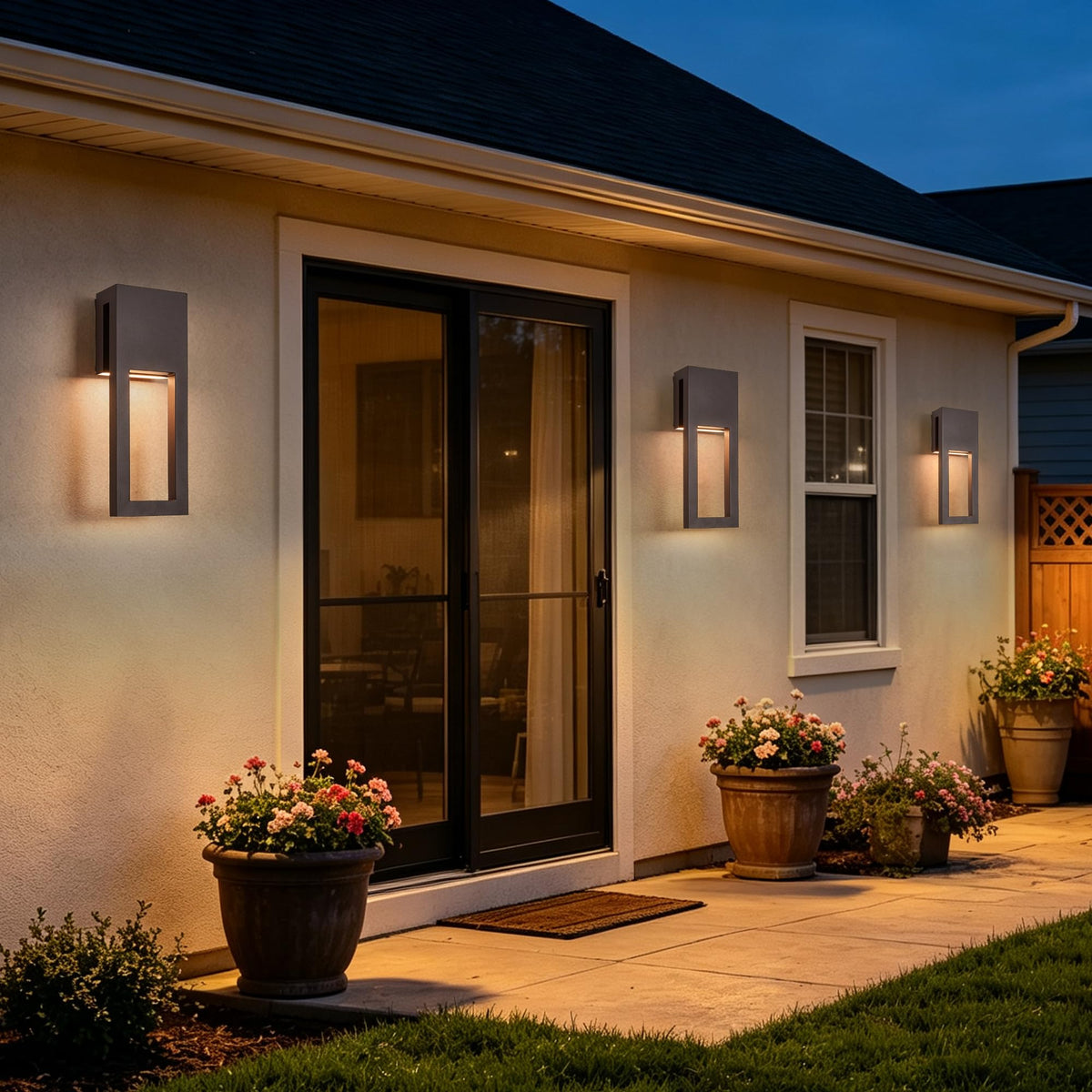 2 Pack Dimmable Indoor Outdoor Wall Sconces 15 Inch Waterproof (2Pack Textured Bronze(without Photocell))