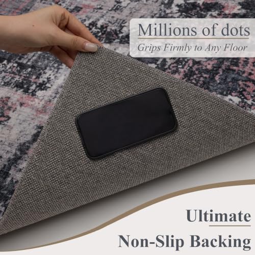 5x7 Washable Area Rug (Black & Pink / 5' x 7' (Rectangular))
