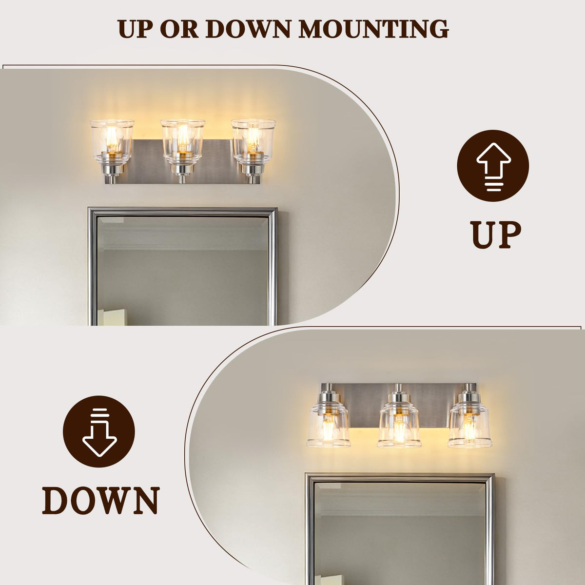 Brushed Nickel Bathroom Light Fixtures (Brushed Nickel / 3 Lights)