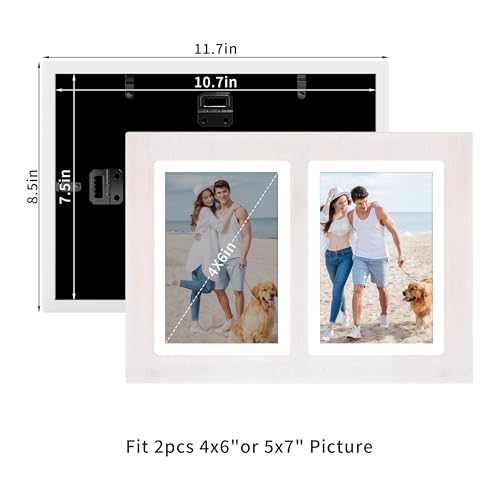 5x7 Collage Picture Frames (Rustic White / 8.5x11.8in (1Pack))