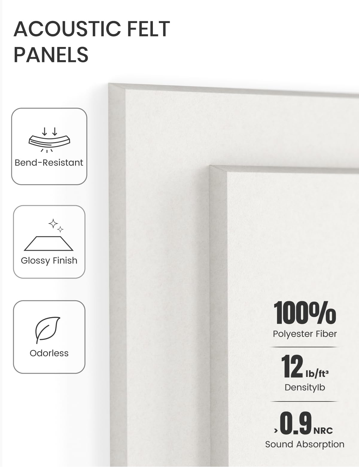 Felt Bulletin Board & Cork Board Alternative 36'' x 24'' (Milky White / Solid tile 6-pack)