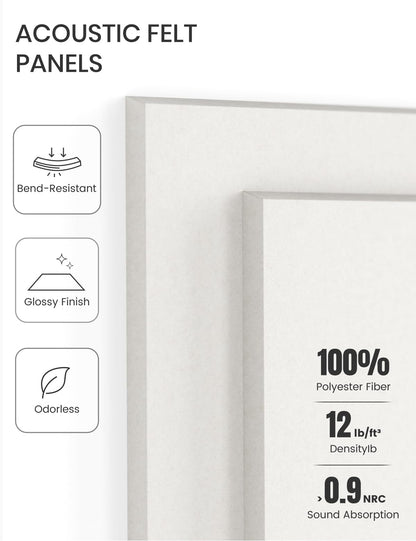 Felt Bulletin Board & Cork Board Alternative 36'' x 24'' (Milky White / Solid tile 6-pack)