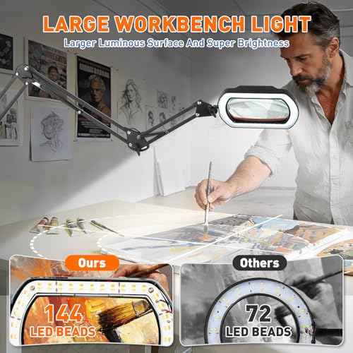 12X Ultra Long Magnifying Glass with Light and Clamp