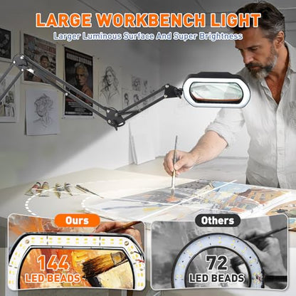 12X Ultra Long Magnifying Glass with Light and Clamp