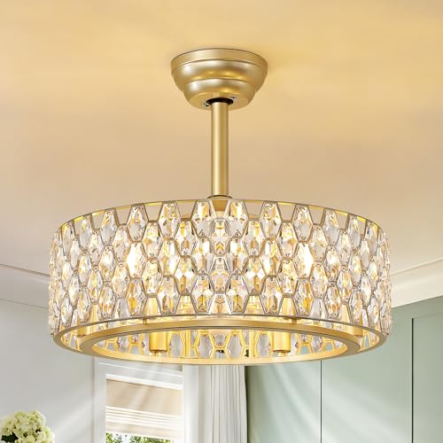 Crystal Caged Ceiling Fans Lights