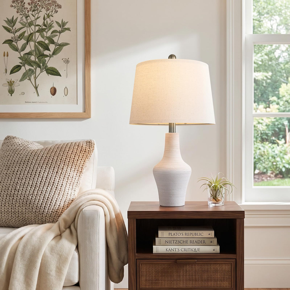 23" Farmhouse Ceramic Table Lamp Modern Bedside Lamps Off (23.25" Single - Off-White)