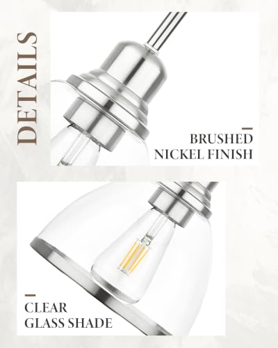 2 Pack Brushed Nickel Kitchen Island Pendant Lights (Brushed Nickel)