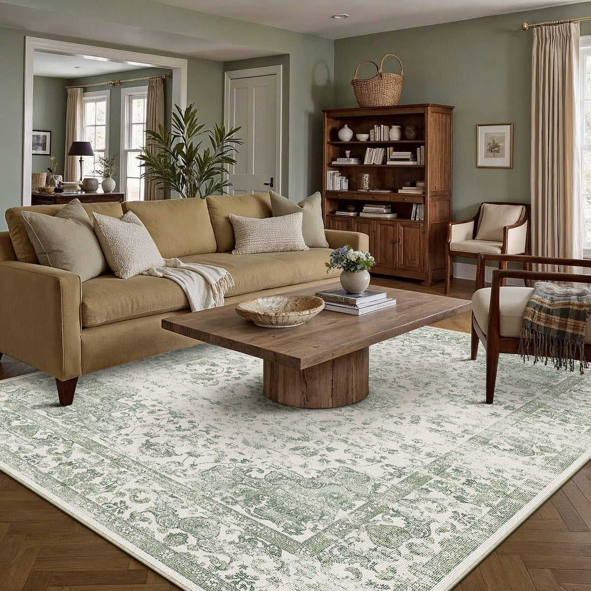 Green 6x9 Area Rug Washable for Living Room (Y|green / 6' x 9' (Rectangular))