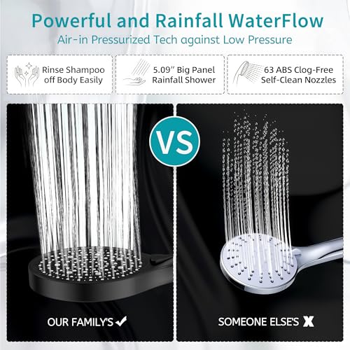 5.9 Inch Large Face High Pressure Shower Head with 4 Spray Modes