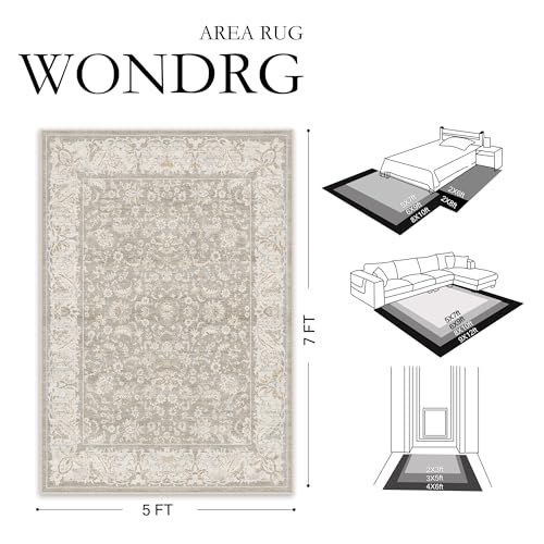 2x3 Taupe Washable Area Rug Non Slip Retro Distressed Doormat (Distressed | Taupe / 2' x 3' (Rectangular))