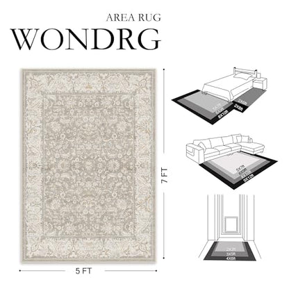 2x3 Taupe Washable Area Rug Non Slip Retro Distressed Doormat (Distressed | Taupe / 2' x 3' (Rectangular))