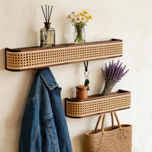 Solid North American Black Walnut Wall Coat Rack with Shelf