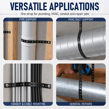 Black Coated Galvanized Metal Strapping with Holes (Black)