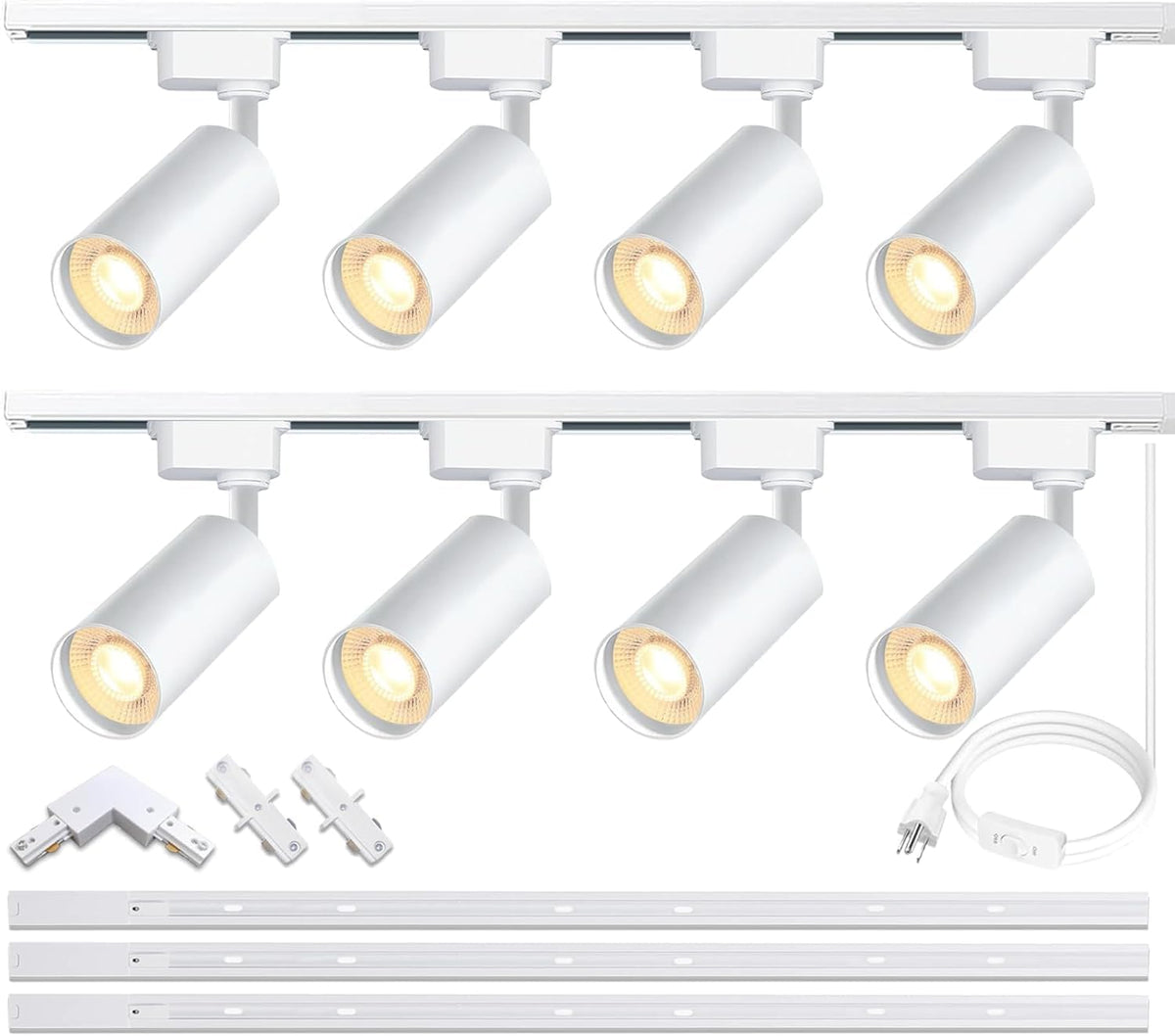 Plug in H Type LED Track Lighting Kits Dimmable Adjustable Angle Heads (Lights Kit)