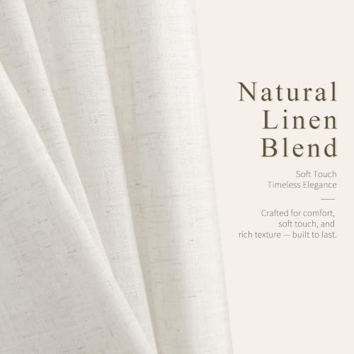 Natural Grommet Linen Curtains 64 Inches Long for Living Room (Natural / 52"W x 64"L (Pack of 2))