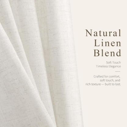Natural Grommet Linen Curtains 64 Inches Long for Living Room (Natural / 52"W x 64"L (Pack of 2))