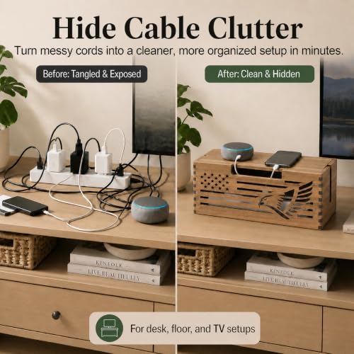 Acacia Wood Cable Management Box