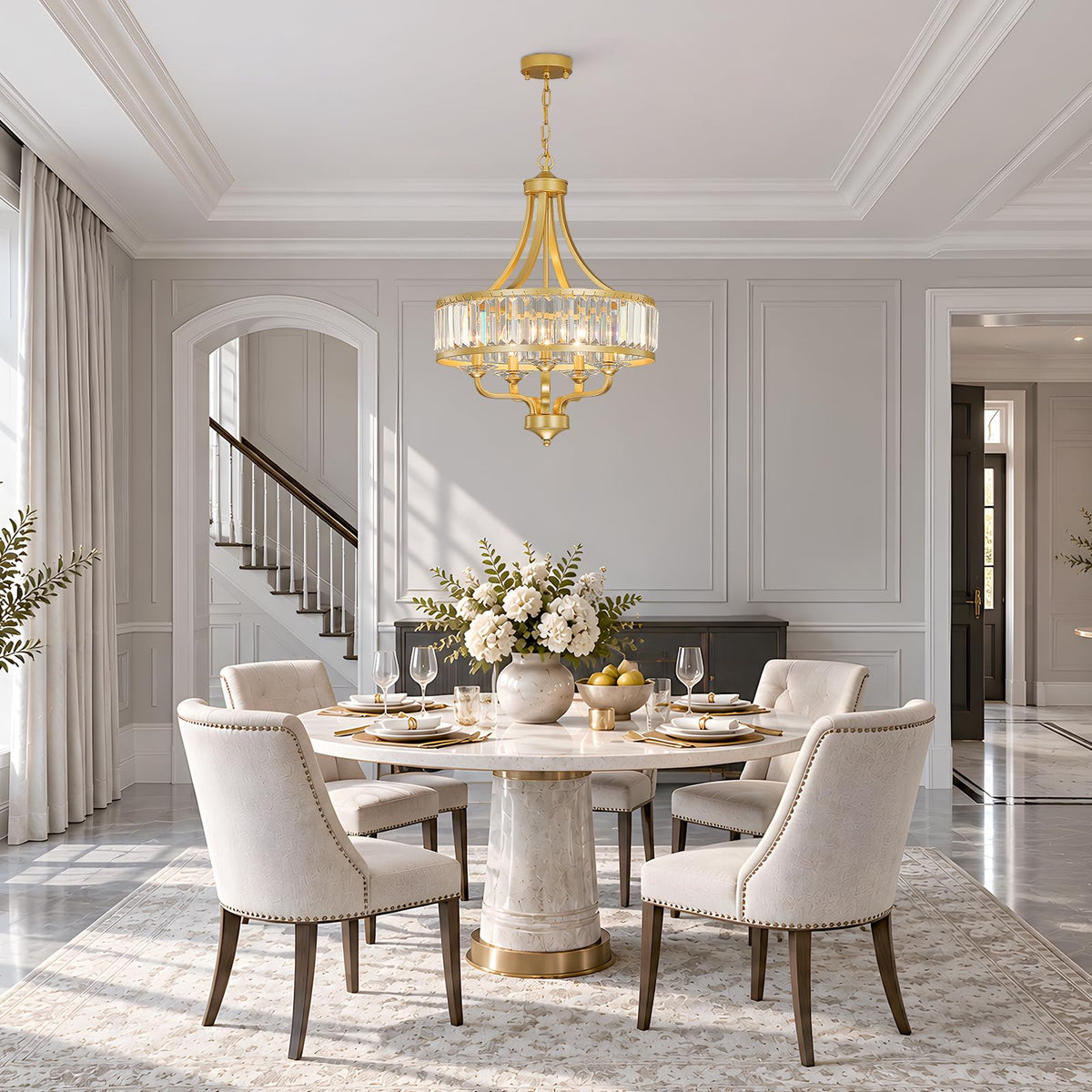 5 Light Gold Crystal Chandelier (Gold / 5-Light)