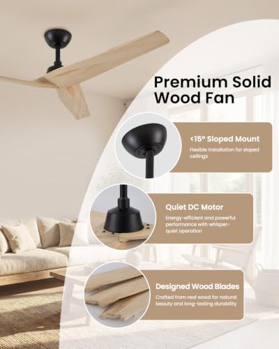 Wood Ceiling Fan No Light